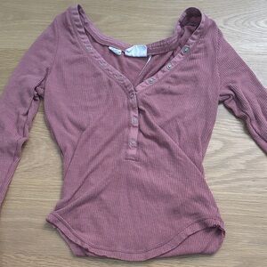 Urban Outfitters Mauve Long Sleeve Ribbed Top